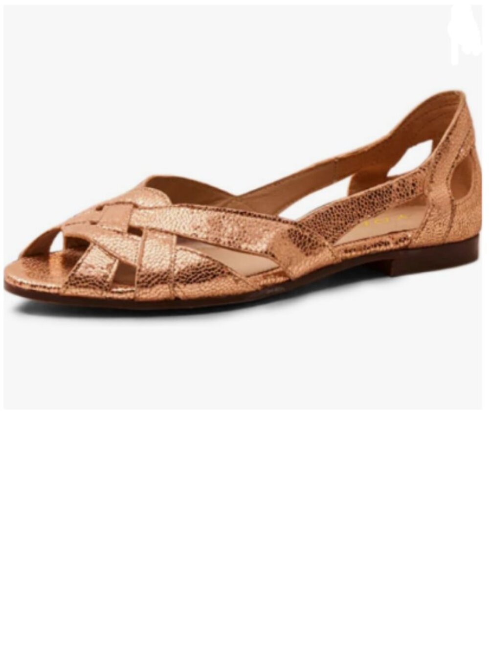 YDN Gold Braid Pumps Cutout Sandals Slip On Flats Chunky Low Heels Peep Toe Part